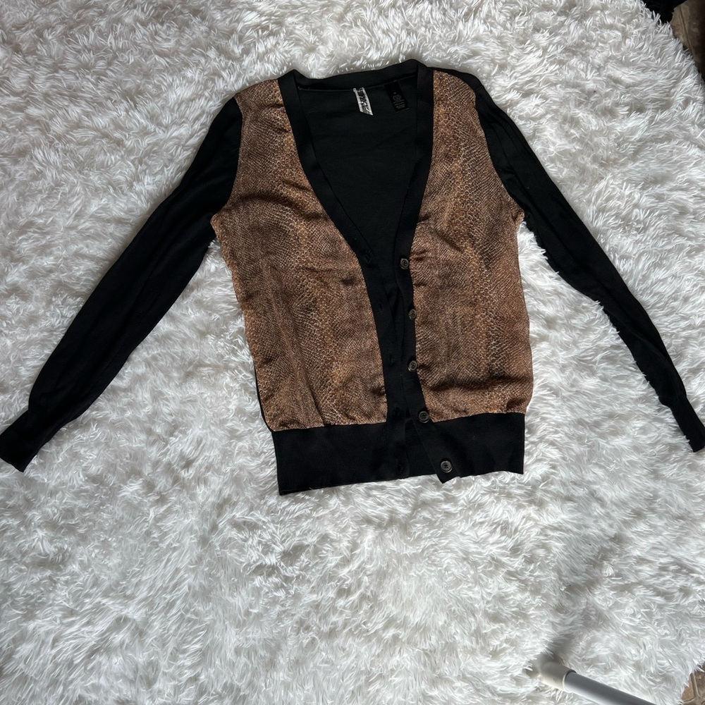 Black and tan snake skin cardigan Size Medium